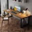 78.74" Brown+Black Rectangular Solid Wood+Steel desk-2105187989