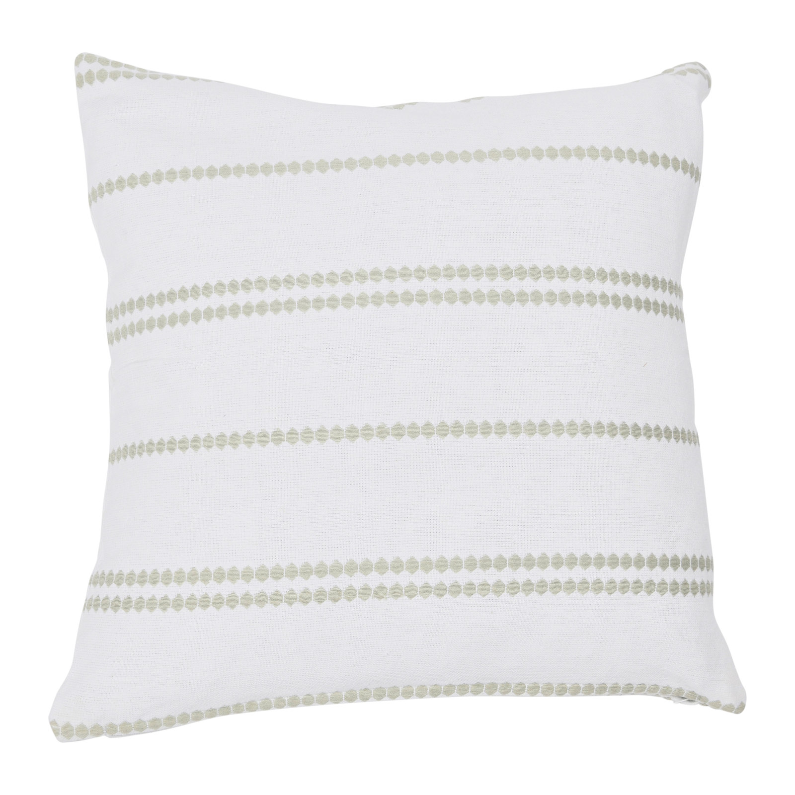 Hudie Striped Cotton Throw Pillow, White/Olive, Synthetic Down Alternative