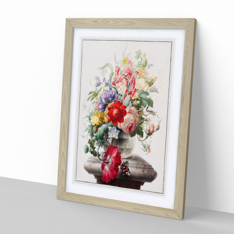 Vase of Flowers by Herman Henstenburgh - Picture Frame Painting, Oak Framed, 36cm H x 27cm W x 2cm D