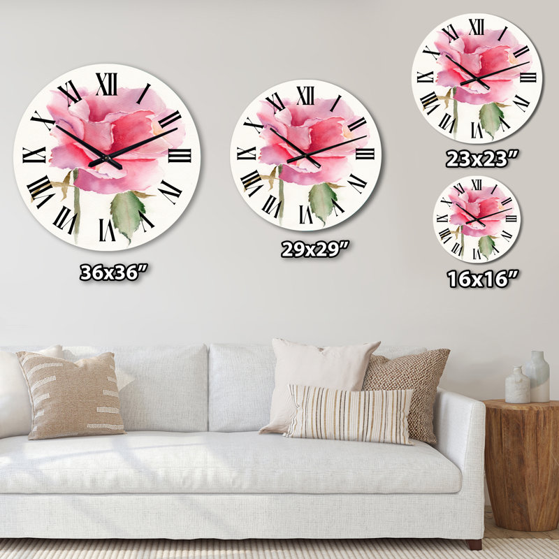Horloge murale traditionnelle rose vif, Surdimensionné