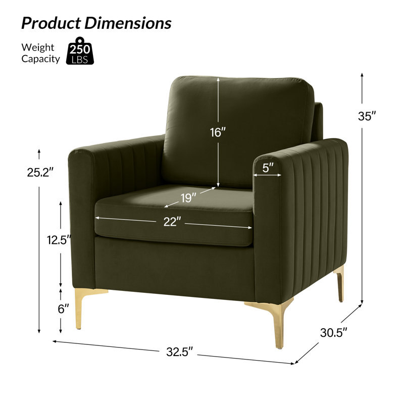 Fauteuil club capitonné en velours Cedarpoint, Moss