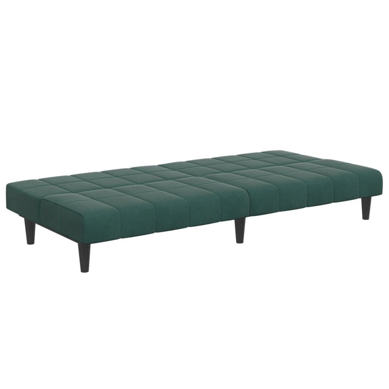  Canapé-lit en velours vert foncé, bois, mousse, plastique 2 places pliable, Vert foncé