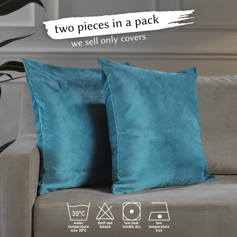 Matte Velvet Pillow Cover, 16" x 16", 41 Aqua Blue