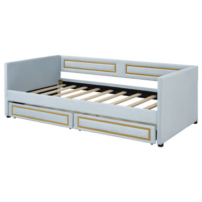 Full metal platform bed frame with two-tier storage shelves and wooden storage cabinet, functional, white -  Everly Quinn, CC207D9060F04779ABA468D9AA880DE9