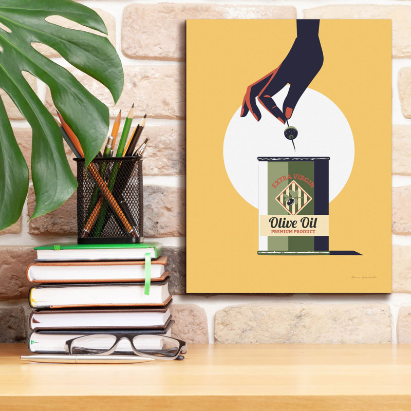 «Olive Oil» par Omar Escalante, art mural sur toile, H 16 po x l 12 po x P 0,75 po