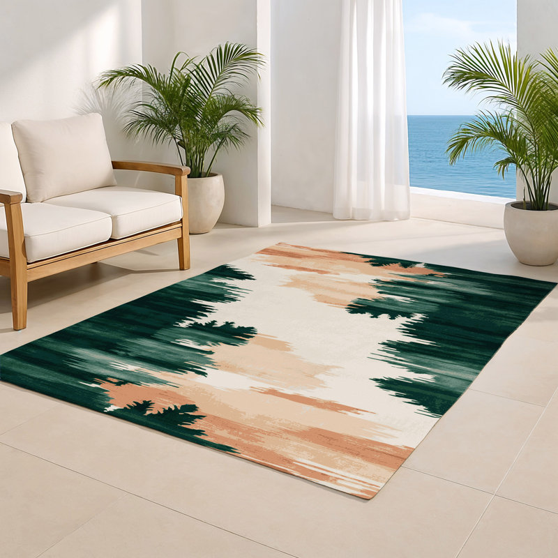 Tapis intérieur et extérieur beige Watercolor, Rectangle 4pi x 6 pi