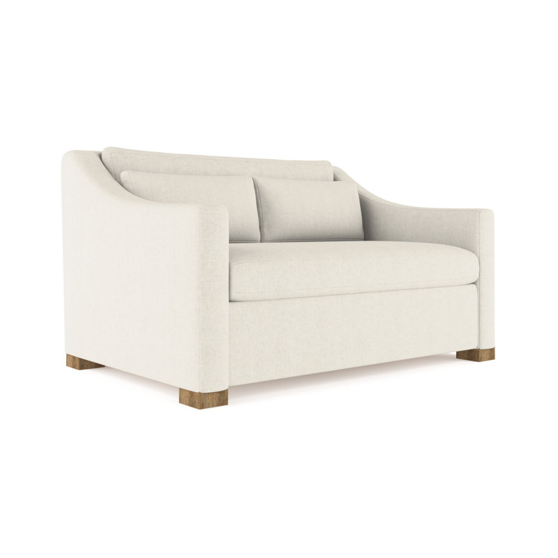 Crosby Slope Arm Loveseat, Weathered, Box Weave Linen Alabaster, 32.5" H x 60" W x 43" D