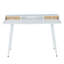 Bureau en acier blanc et bois naturel au design contemporain, avec des détails raffinés, des tiroirs coulissants et des pieds. Dimensions : largeur 118,4 cm, profondeur 60,8 cm, hauteur 82,3 cm, poids 26,4 kg. Usage intérieur. Assemblage requis.