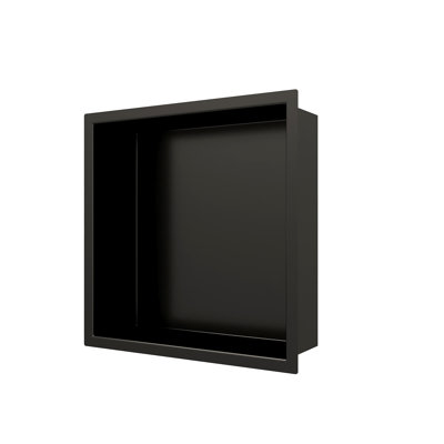 Niche de douche encastrée 33 cm (L) x 33 cm (H) x 10 cm (P), sans tuiles, acier inoxydable, noir