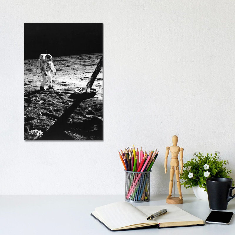 1960s Astronaut Buzz Aldrin In Space Suit Walking On The Moon Near The Apollo 11 Lunar Module July 20, 1969 - Wrapped Canvas Print