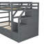 Lit superposé avec lit gigogne simple et 3 escaliers de rangement-733093045