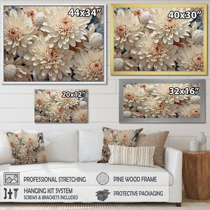 Impression sur toile Pure Pure Chrysanthemums Magic IV, Cadre simple noir, H 34 po x l 44 po x P 1,5 po