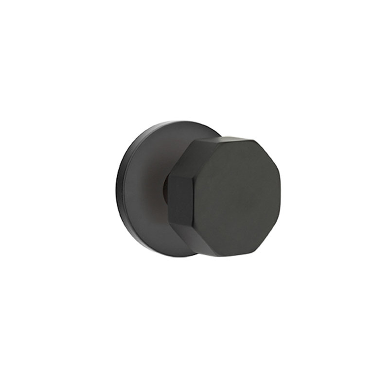 Ensemble de boutons d'intimité avec rosette à disque et bouton octogonal Emtek, Chrome vif / nickel brillant