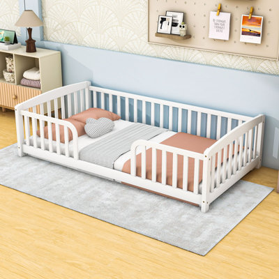 Wood Floor Fence Bed with Guardrails