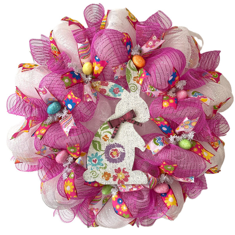 Couronne de Pâques avec lapin floral