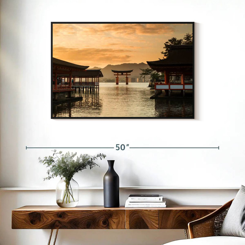 Célèbre sanctuaire Itsukushima, Cadre flottant noir, 37 po x 25 po