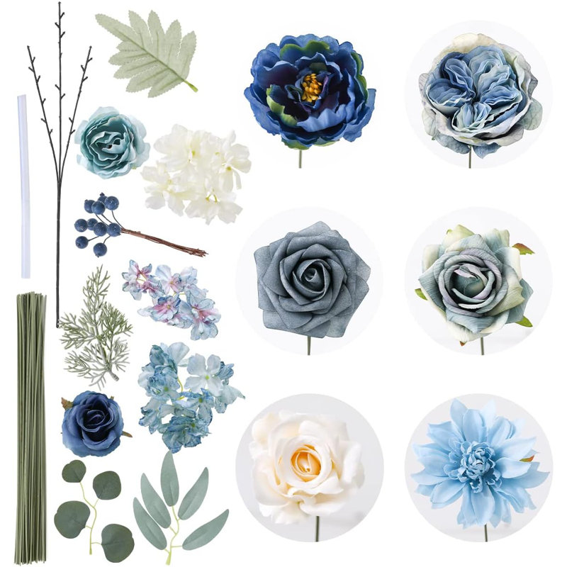 Artificial Dusty Blue Flower Combo