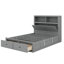 Lit plateforme relevable en bois avec station de charge de tête de lit à DEL avec rangement et deux tiroirs-628423203-628423204