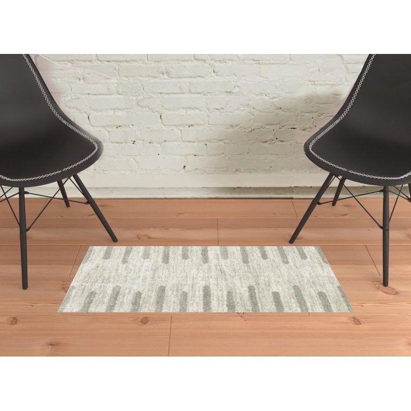 Tapis ivoire / gris à poils longs Vivianne, Rectangle 2 pi x 3 pi