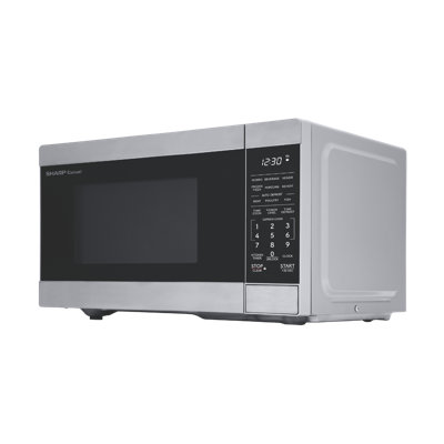 Four à micro-ondes de 700 watts avec comptoir de plus de 700 watts avec plaque de cuisson, cuisinière express, dégivrage automatique, plaque tournante Carousel®, affichage à DEL blanc, acier inoxydable Sharp SMC0762KSC