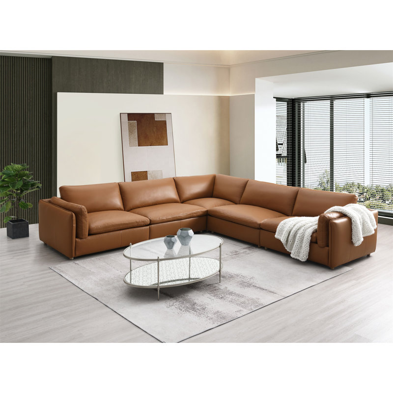 Canapé modulaire en cuir 5 pièces Brighton