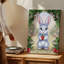 Toile, petit lapin blanc moelleux avec oreilles surdimensionnées et art mural lumineux-306996783