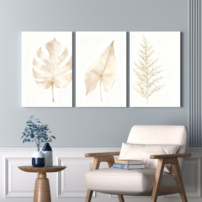 «Monstera Philodendron and Fern», reproduction d'art sur toile tendue sur toile, ensemble de 3