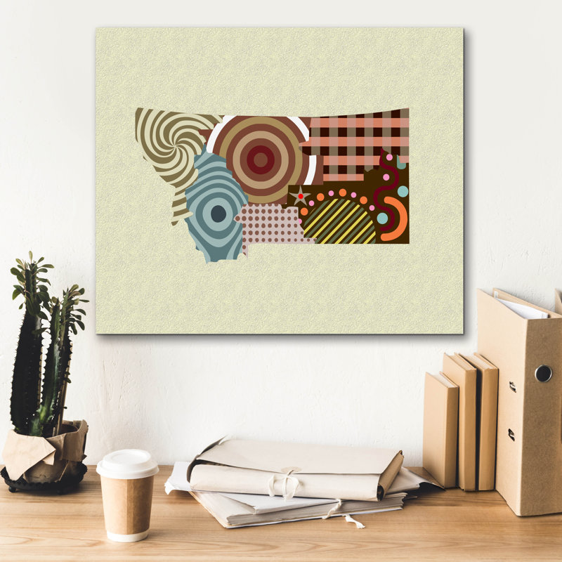 «Montana State Map» par Lanre Adefioyue, H 20 po x l 24 po x P 0,75 po