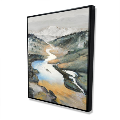 Landscape - Orange Mountains Framed Canvas for Home Decor