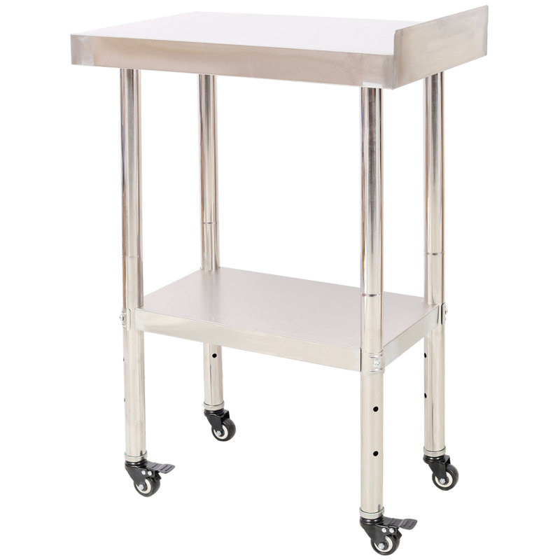 Table de préparation en acier inoxydable - 24 po x 15 po x 35,5 po, capacité de charge de 440 lb (dessus 330 lb / tablette inférieure 110 lb)