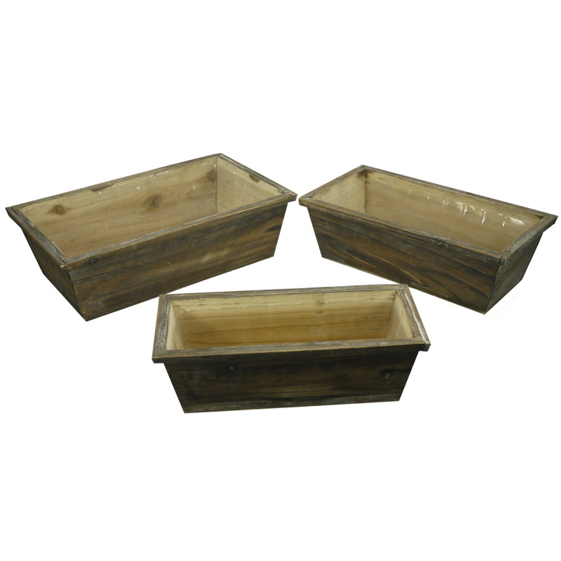 Clive Handmade Wood Planter Box, Brown