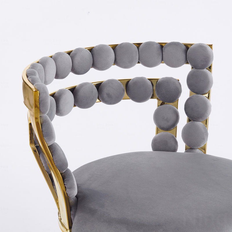 Chaise de bar de style moderne (ensemble de 2) avec pieds en fer de couleur dorée, coussins moelleux et dossier confortable