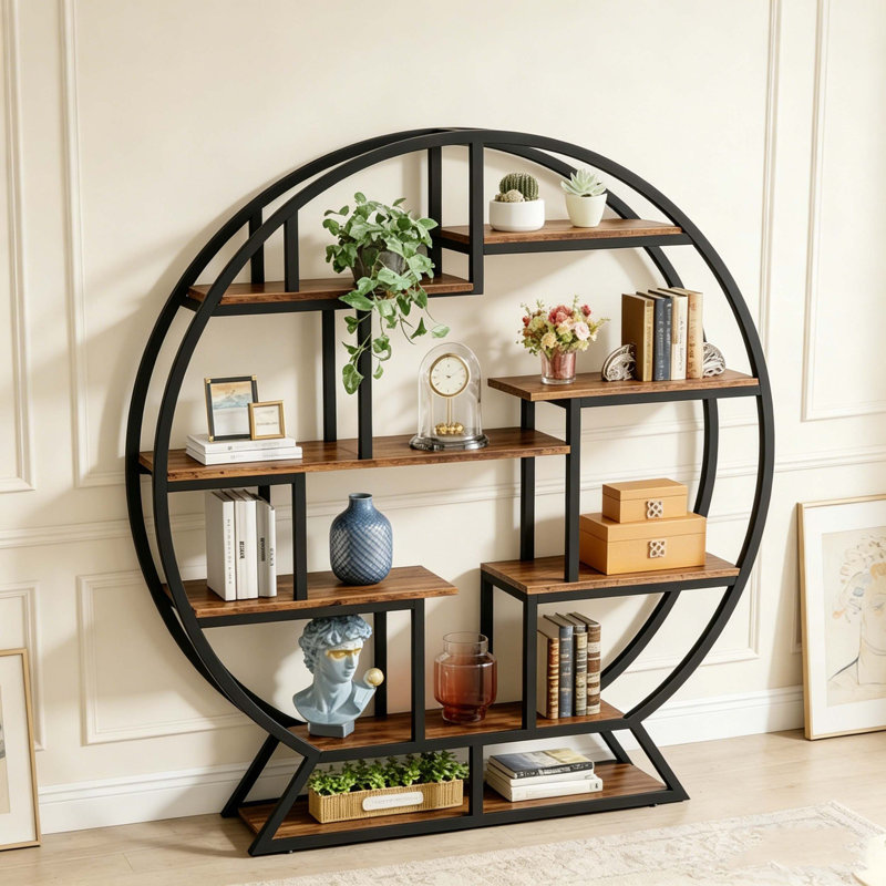 Bibliothèque ronde avec étagères