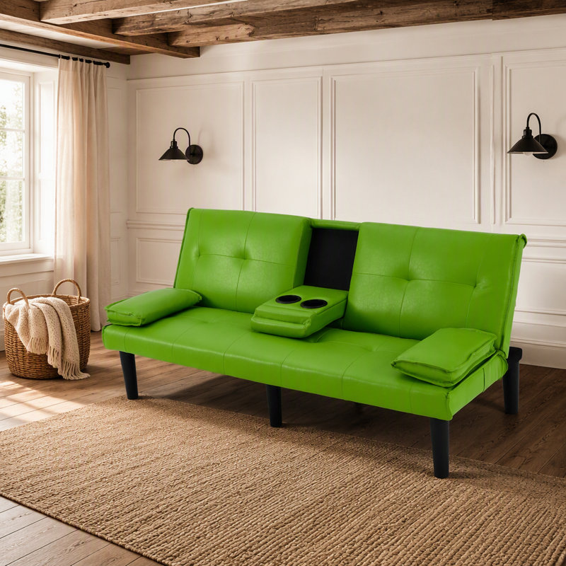 Canapé-lit pliable multifonctionnel avec porte-gobelet, idéal pour transformer des espaces de vie en chambres d'amis confortables