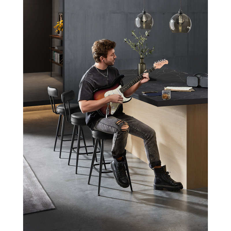 Swivel Upholstered Counter Stool with Metal Frame