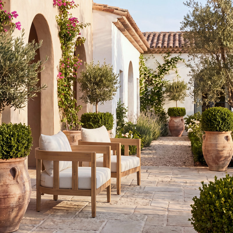Ensemble de 2 chaises de patio Dasmon, Oak/Ivory