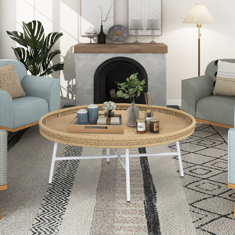 Lasell Round Outdoor Coffee Table, Natural, 30" Diameter