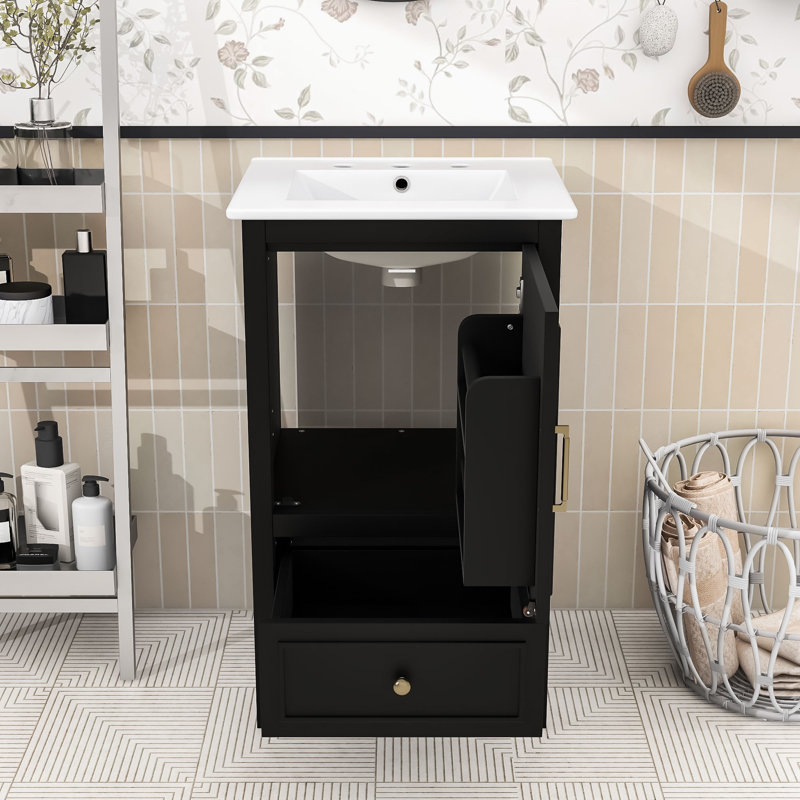 Space-Saving 20-Inch Bathroom Vanity with Sink, Black