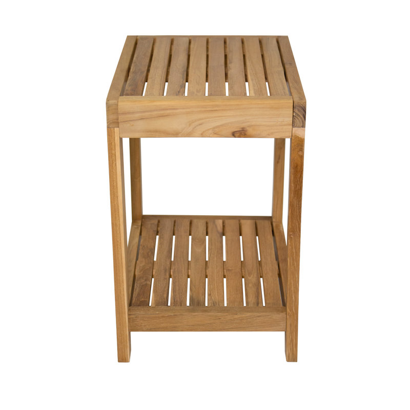 Natural Teak Wood Spa Shower Bench with Shelf