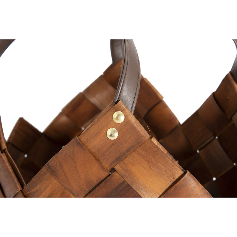 Woven Storage Basket with Leather Handles