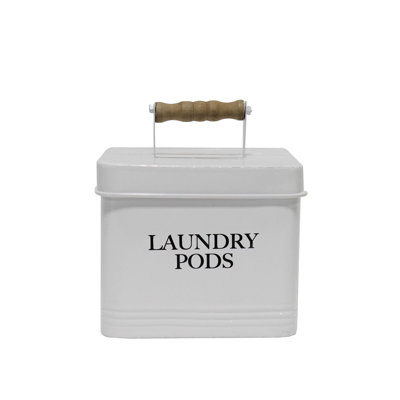 VIP Metal 12.6 in. White Laundry Pods Box with Handle