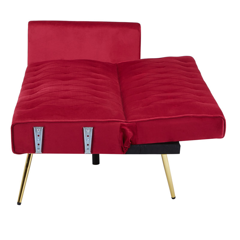 Talmadge Twin 72'' Velvet Tufted Convertible Sofa, Red