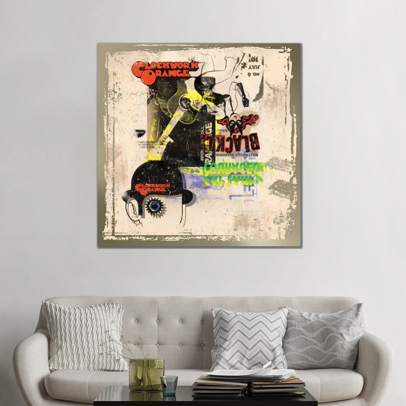 Horloge rouille de chat mécanique - reproduction d'art murale - toile tendue, 48" x 48", Gallery Wrapped Canvas, No Frame