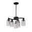 Lustre - configuration à 6 lumières de style campagne moderne de style campagnard au fini noir, luminaire de salle à manger contemporain, avec luminaires suspendus de style industriel à hauteur réglable, îlot de cuisine, abat-jour en verre transparent-1086177135