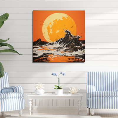 «Tangerine Skies Ocean Waves 1 - Coastal Sunset», art mural