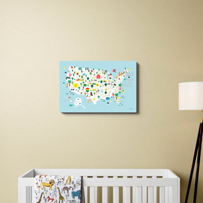 «Fun USA Map» par Ann Kelle, peinture sur toile tendue