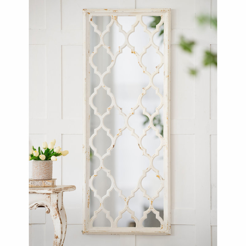 Miroir de plancher blanc vieilli