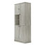 Grande armoire de rangement moderne avec panier rabattable, tablettes réglables et armoires fermées pour la salle de bain ou le salon