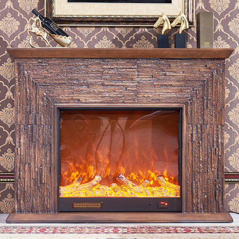 American-style faux marble veneer simulated fire heating fireplace, 40.16" H x 47.24" W x 12.99" D