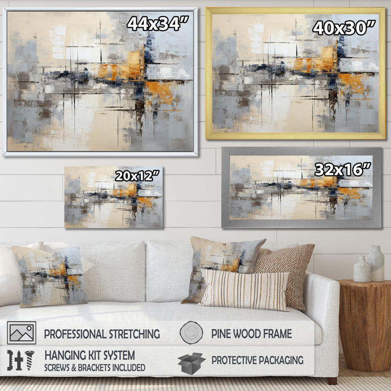 «Jaicie Minimalist Montage I», reproduction sur toile, Encadrement doré, H 16 po x l 32 po x P 1 po